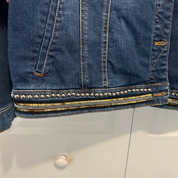 Chico Denim Jacket with Lace Detail Size 3=XL 16 Women Western festive. Preloved - Picture 2 of 9